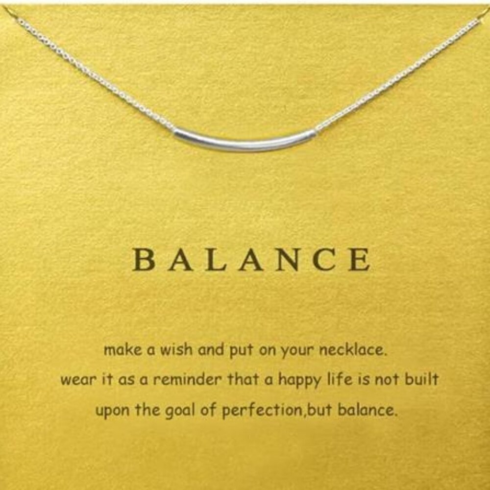 Curved Bar Necklace – “Balance” Inspirational Minimalist Jewelry- Minimalist